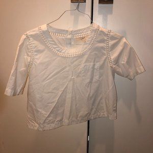 Cropped white detailed tshirt